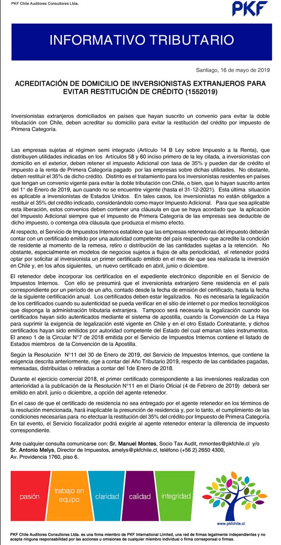 Informativo Tributario 2019